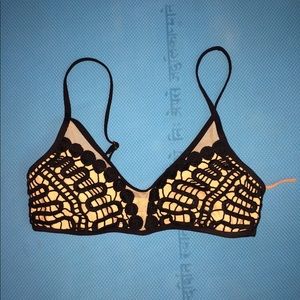 Rip Curl nude mesh black design swim bikini top